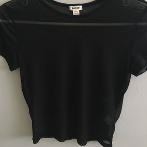 Black cropped mesh top